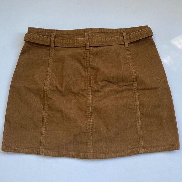 American Eagle Hi-Rise A-Line Skirt Corduroy Tie Waist Stretch Brown Size 6 - Picture 6 of 11